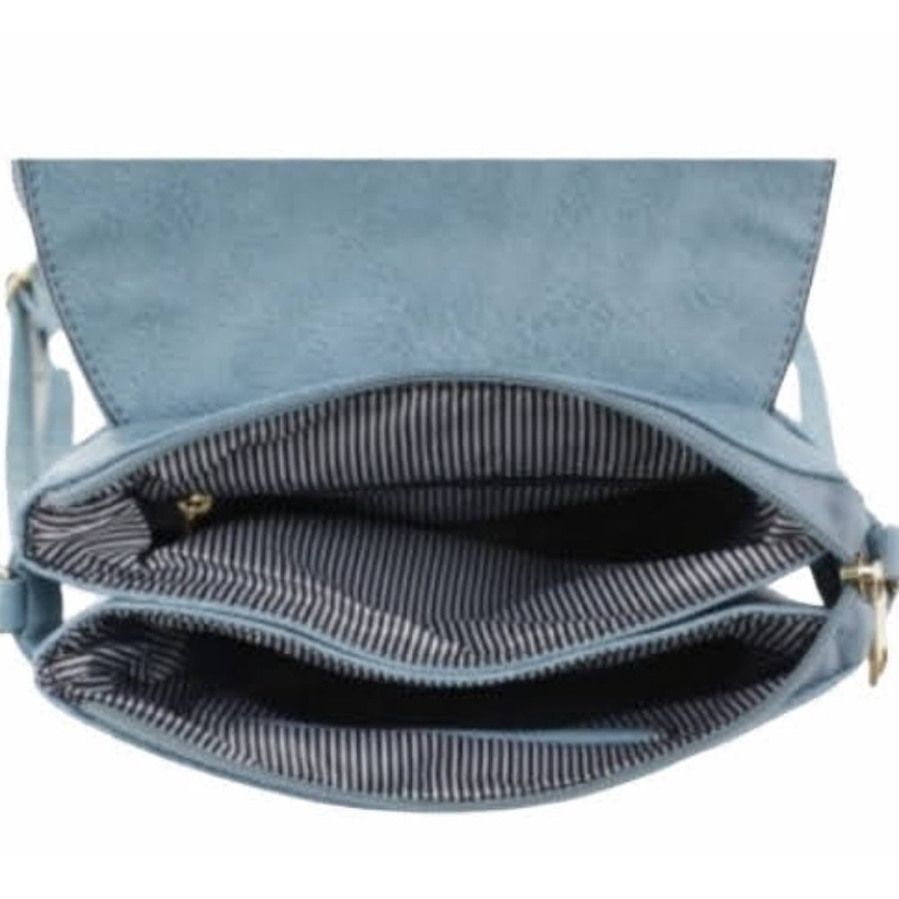 Foldover Vegan Leather Crossbody with Tassel - Picture 4 of 5